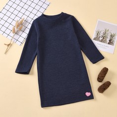 Платье-футболка с вышивкой сердечка для девочек Shein