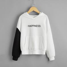 Контрастное толстовка с текстовым принтом для девочек Shein