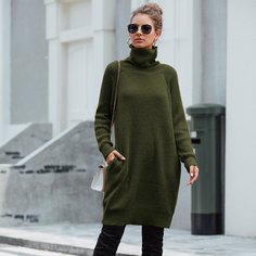 Трикотажное платье с высоким вырезом Shein