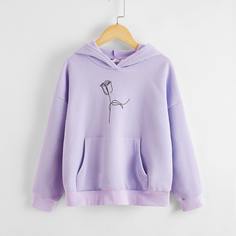 Толстовка с цветочным принтом для девочек Shein