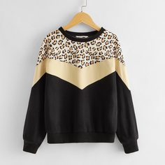 Пуловер с леопардовым принтом для девочек Shein