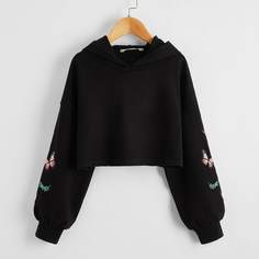 Короткая толстовка с принтом бабочки для девочек Shein