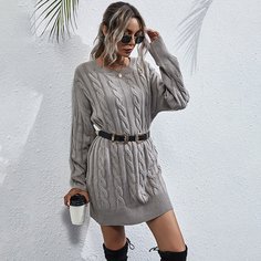 Вязаное платье-свитер без пояса Shein