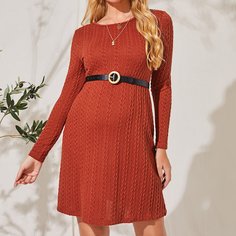 Однотонное трикотажное платье без пояса для беременных Shein
