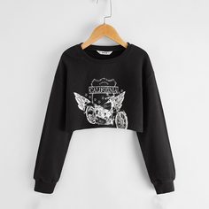 Короткий пуловер с текстовым принтом для девочек Shein