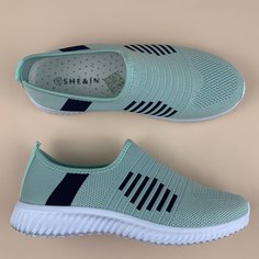 Трикотажные кроссовки без шнурков с полосками Shein