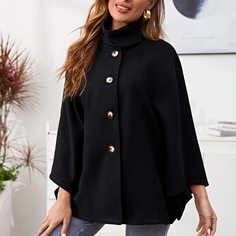 Пальто с высоким воротником и оригинальным рукавом Shein