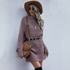 Одноцветный Повседневный Платья-свитеры Shein