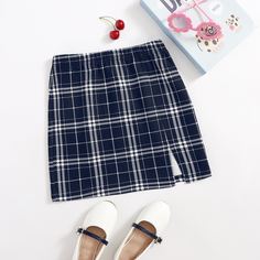 Разрез шотландка Институтский Юбки для девочек Shein