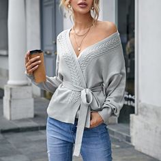 с поясом Одноцветный Повседневный Кардиганы Shein