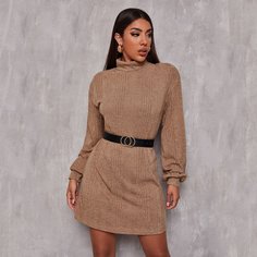 Платье с рукавом фонариком без пояса Shein