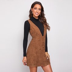 Однобортный Одноцветный Повседневный Платья Shein
