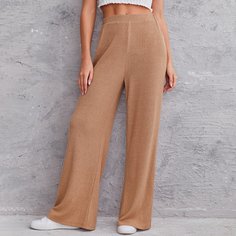 Вязаные широкие брюки в рубчик Shein
