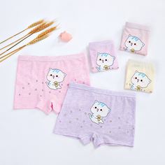 5шт нижнее белье с принтом кошки для девочек Shein