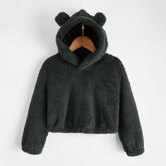 Плюшевый свитшот с капюшоном для девочек Shein