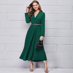 Платье со складками и поясом Shein