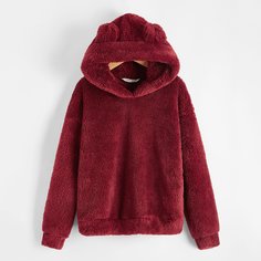 Однотонная плюшевая толстовка для девочек Shein