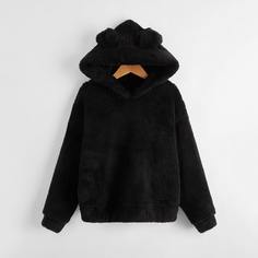 Однотонная плюшевая толстовка для девочек Shein