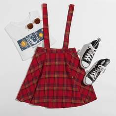 Юбка на подтяжках в клетку Shein