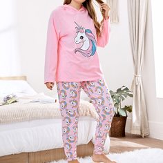 Пижама размера плюс с принтом единорога Shein