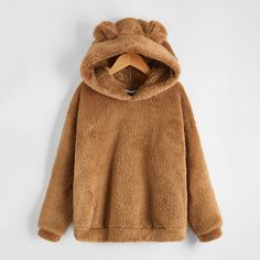 Однотонная плюшевая толстовка для девочек Shein