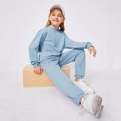 Толстовка с текстовой вышивкой и джоггеры для девочек Shein