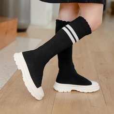 Сапоги-носки с полосками для девочек Shein