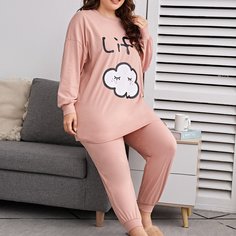 Мультяшный принт милый Пижама размер плюс Shein