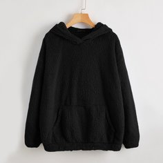 с карманами Ровный цвет Повседневный Свитшоты Shein
