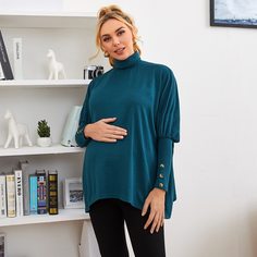 Топ для беременных с высоким воротником и оригинальным рукавом Shein