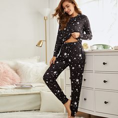 Пижама с принтом звезды Shein