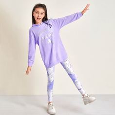 Леггинсы и толстовка с оригинальным принтом для девочек Shein