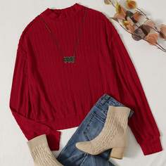 Вязаный пуловер с воротником-стойкой Shein