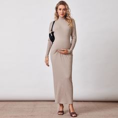 Однотонное трикотажное платье для беременных Shein