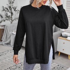 Разрез Ровный цвет Повседневный Свитшоты Shein