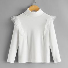 Футболка с сетчатой отделкой для девочек Shein