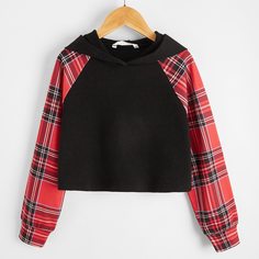 в клетку Повседневный Толстовки для девочек Shein
