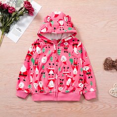 на молнии Рождество милый Куртки для девочек Shein