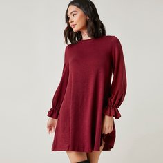 Однотонное платье с оригинальным рукавом Shein
