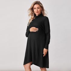 Асимметричный Одноцветный Повседневный Платья для беременных Shein