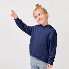 с карманами Ровный цвет Повседневный Свитшоты для девочек Shein