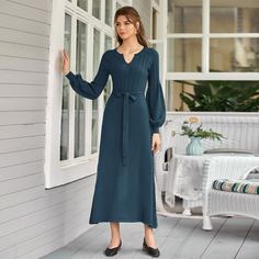 с поясом Одноцветный Элегантный Платья-свитеры Shein