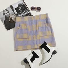 с карманами Клетка Повседневный Юбки размер плюс Shein