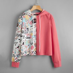 на кулиске Мультяшный принт милый Свитшоты Shein