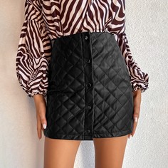 Стеганый Одноцветный Элегантный Юбки Shein