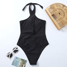Слитный купальник с разрезом Shein