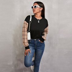 Клетчатые изображения Повседневный Свитшоты Shein