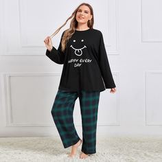 Клетка милый Пижама размер плюс Shein