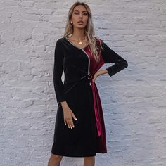 лента Контрастный цвет Повседневный Платья Shein