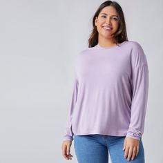 Одноцветный Повседневный Футболка размера плюс Shein